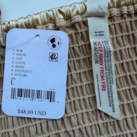 NWT Free People Casino Royal underwire satin top in latte gold color  Size L - Picture 10 of 10